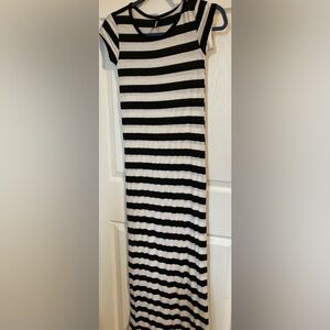 Black and white maxi dress.